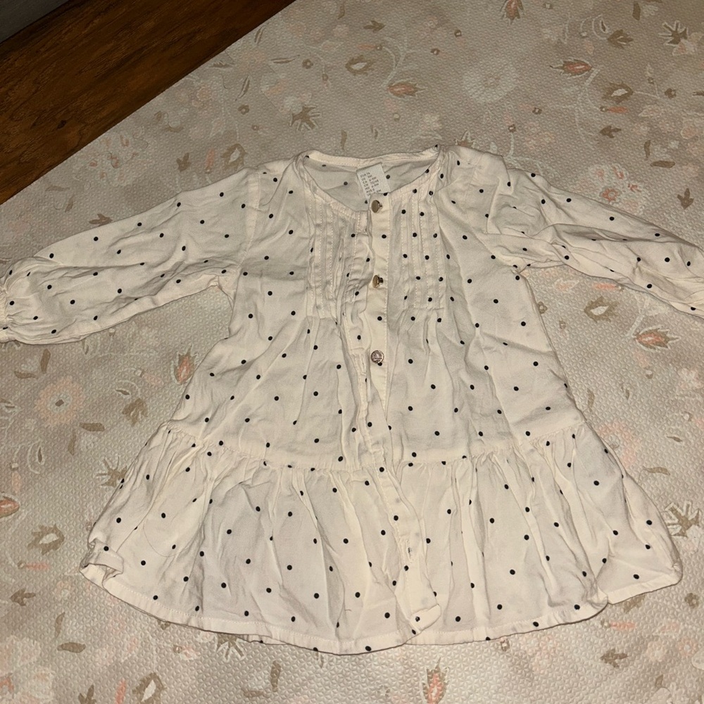 H&M White Dress with Navy Dots